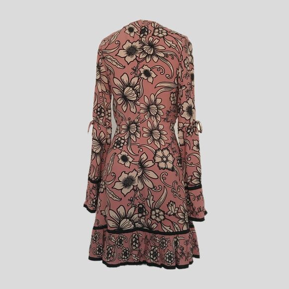 For Love & Lemons Pink Floral Long Sleeve Cutout A Line Mini Party Dress S - Picture 5 of 9